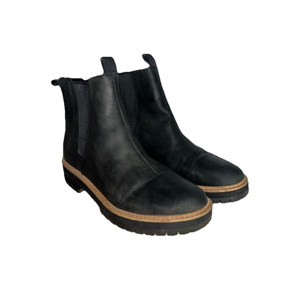 TOMS Dakota Water Resistant Black Leather Chelsea Lug Boot Bootie 9 US 40 EUR - Picture 12 of 12